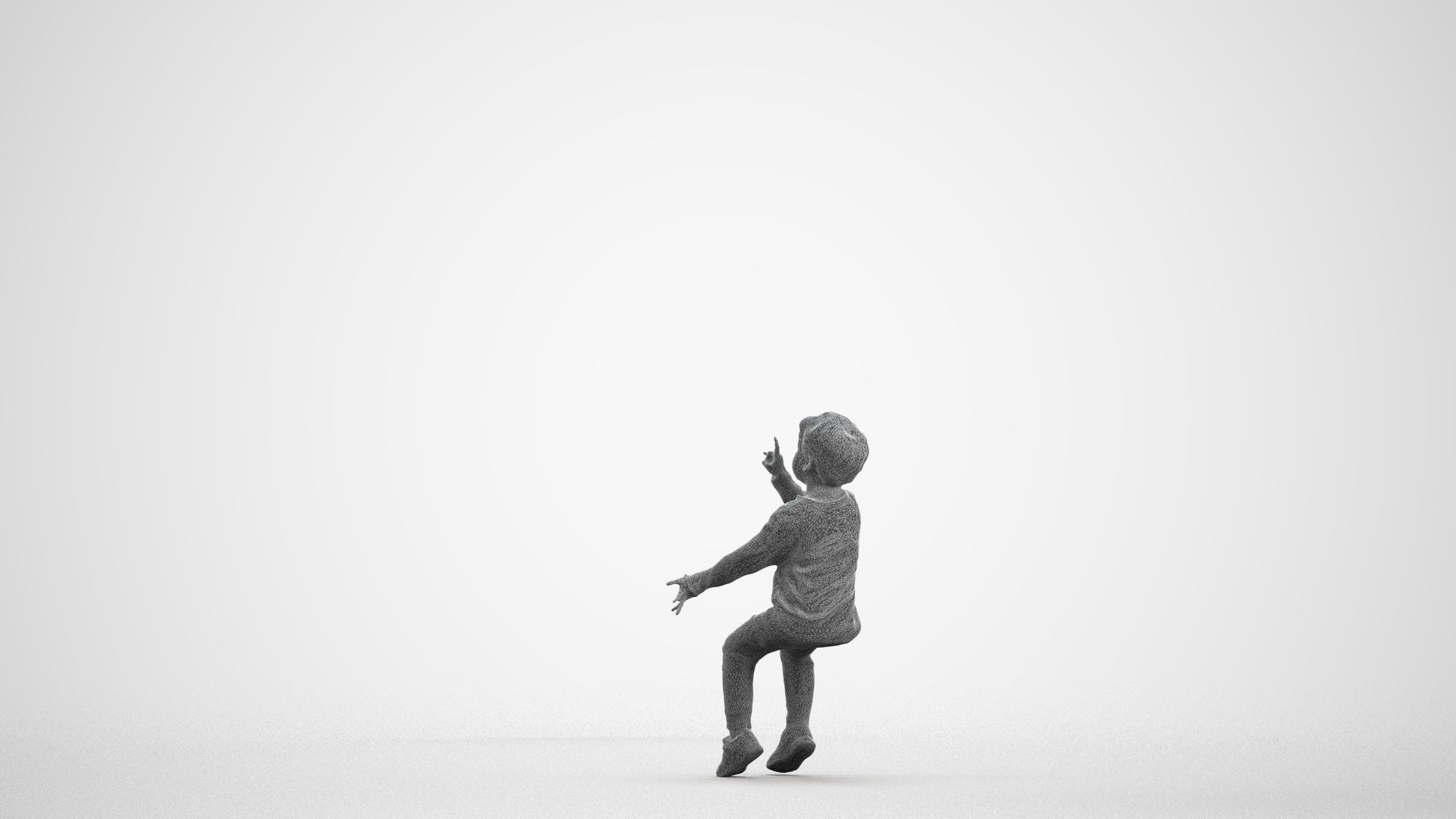 scanned 3D boy casual kids, photogrammetry people for Enscape and V-Ray, wireframe front view