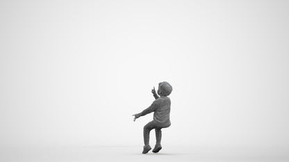 scanned 3D boy casual kids, photogrammetry people for Enscape and V-Ray, wireframe front view