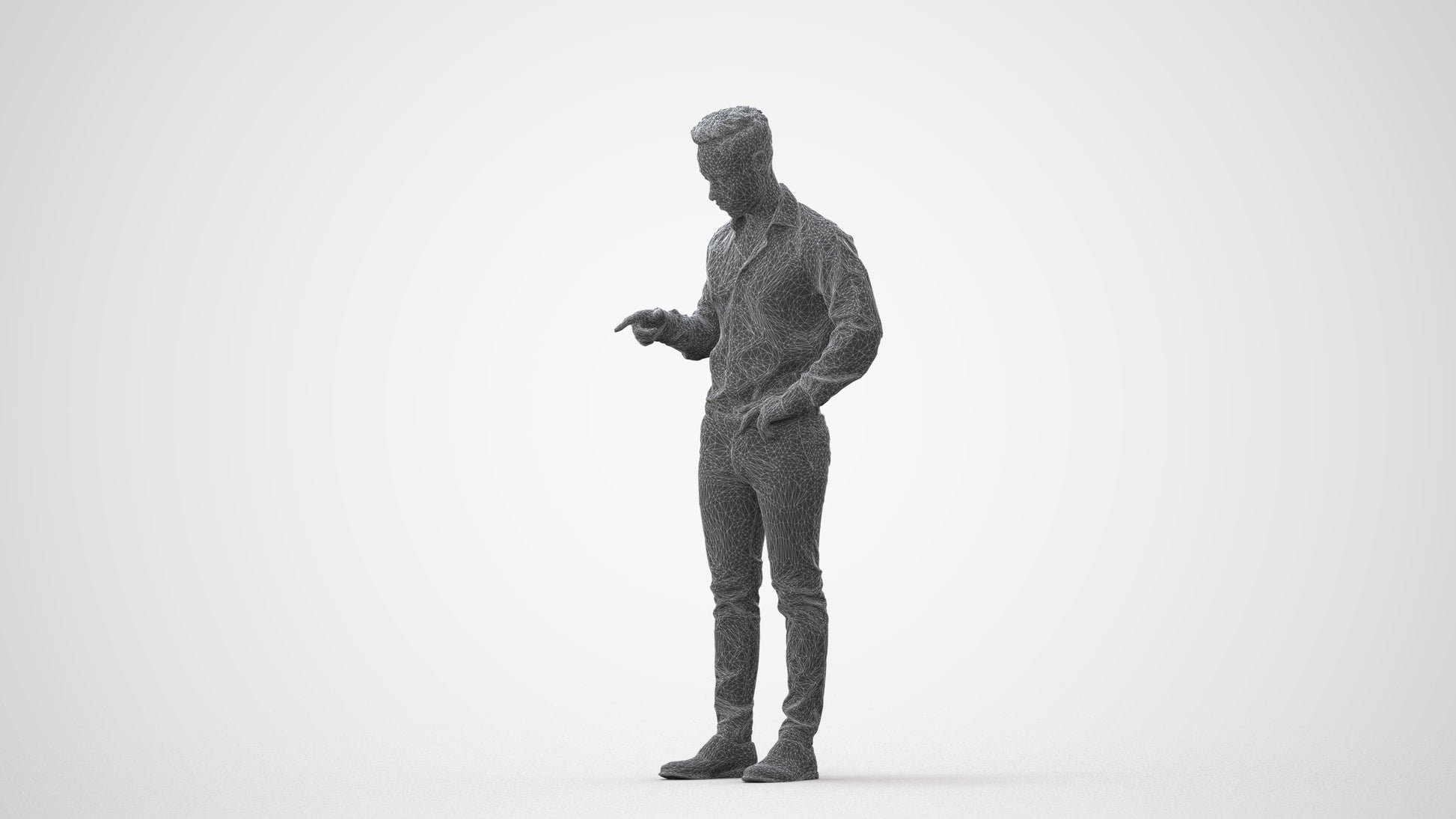 realistic 3D man business standing, scanned archviz people for Blender and 3ds Max, square thumbnail