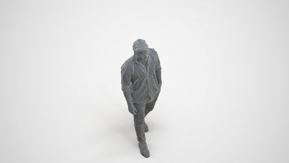 realistic 3D man casual walking, scanned archviz people for Blender and 3ds Max, wireframe three-quarter view