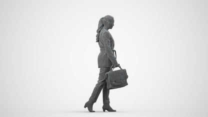photogrammetry 3D woman business, realistic human model archviz FBX, wireframe side view