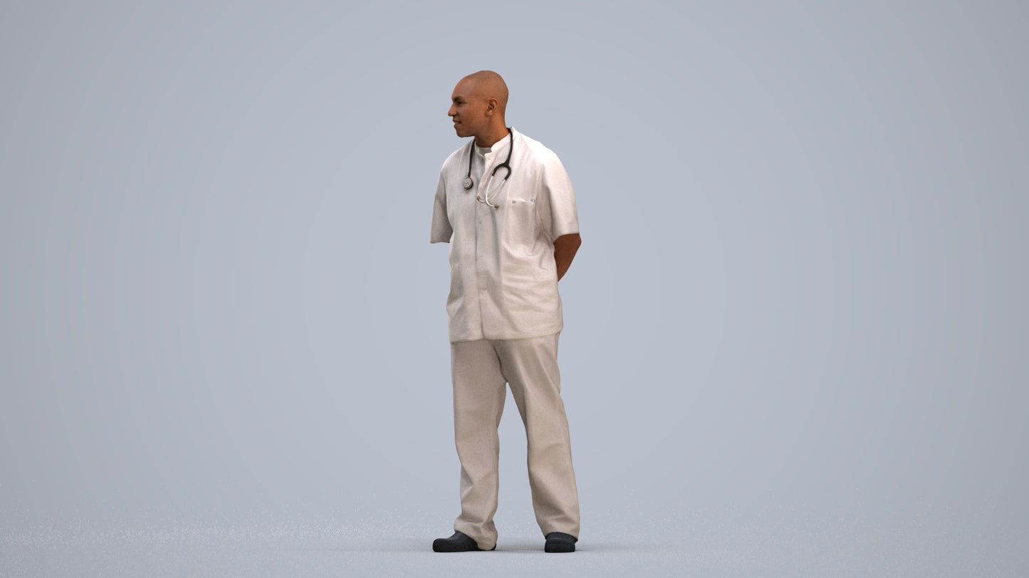 realistic 3D man medical, scanned archviz people for Blender and 3ds Max, standing pose render
