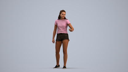 photogrammetry 3D girl casual door, realistic human model archviz FBX, standing pose render