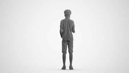 realistic 3D human boy casual kids, archviz people FBX OBJ for Blender, wireframe front view