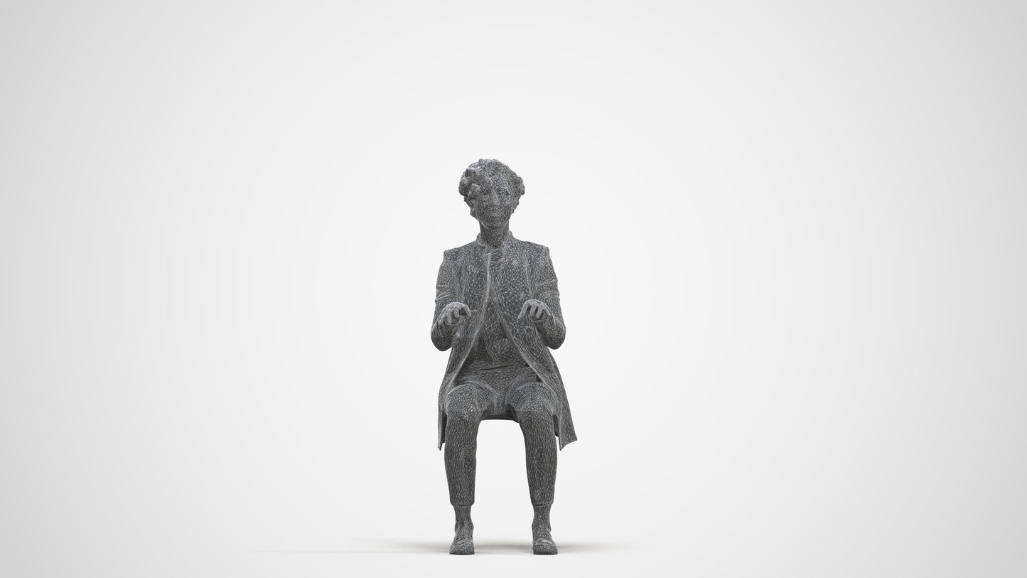 realistic 3D human woman business sitting, archviz people FBX OBJ for Blender, three-quarter front view render
