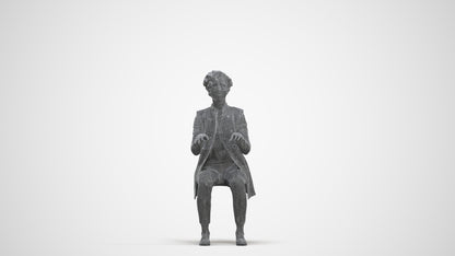 realistic 3D human woman business sitting, archviz people FBX OBJ for Blender, three-quarter front view render