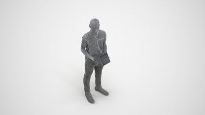 realistic 3D boy hospitality, scanned archviz people for Blender and 3ds Max, wireframe three-quarter view