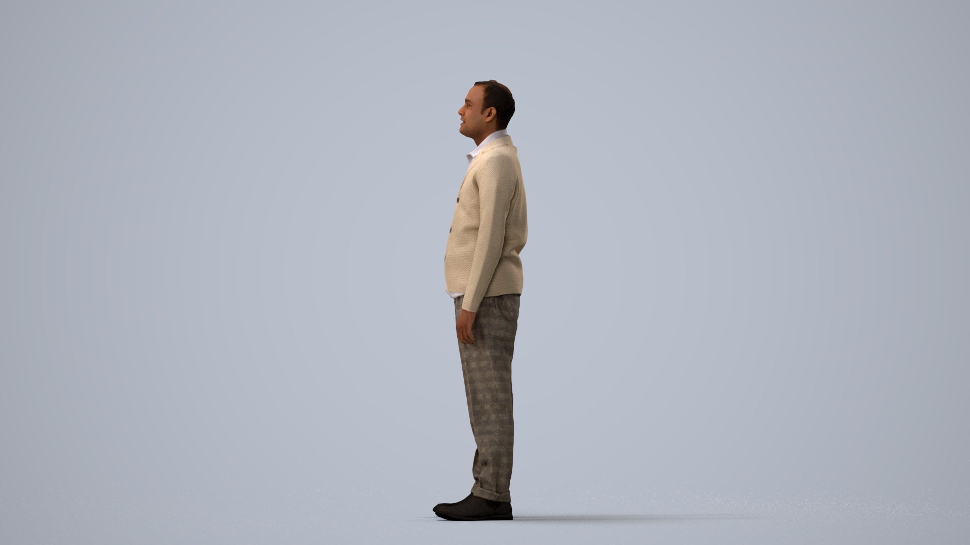realistic 3D people man business standing, render-ready for V-Ray and Corona, FBX OBJ, three-quarter view render