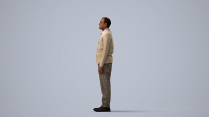 realistic 3D people man business standing, render-ready for V-Ray and Corona, FBX OBJ, three-quarter view render