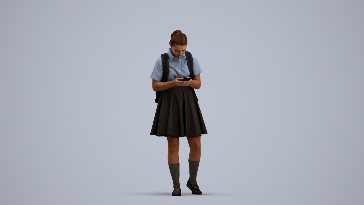realistic 3D human girl kids, archviz people FBX OBJ for Blender, standing pose render