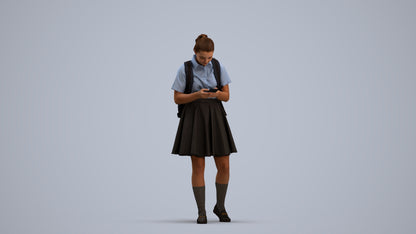 realistic 3D human girl kids, archviz people FBX OBJ for Blender, standing pose render