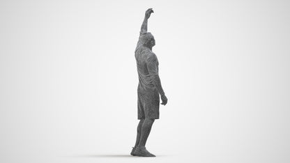 3D human model man sport, photogrammetry scanned person for archviz, wireframe side view