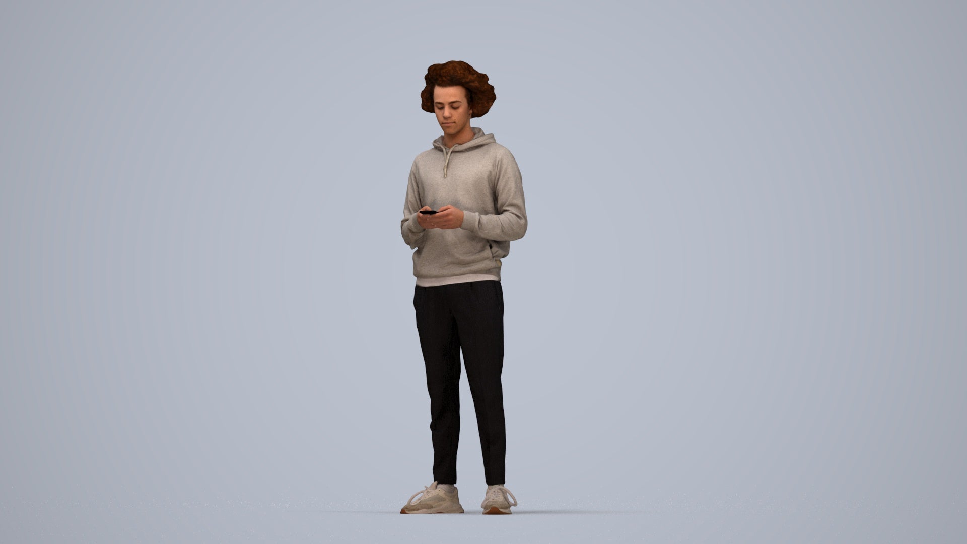3D people model man casual standing, scanned human for 3ds Max rendering, top-down view render