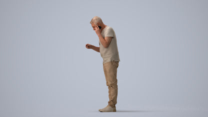 realistic 3D people senior man casual standing, render-ready for V-Ray and Corona, FBX OBJ, three-quarter view render