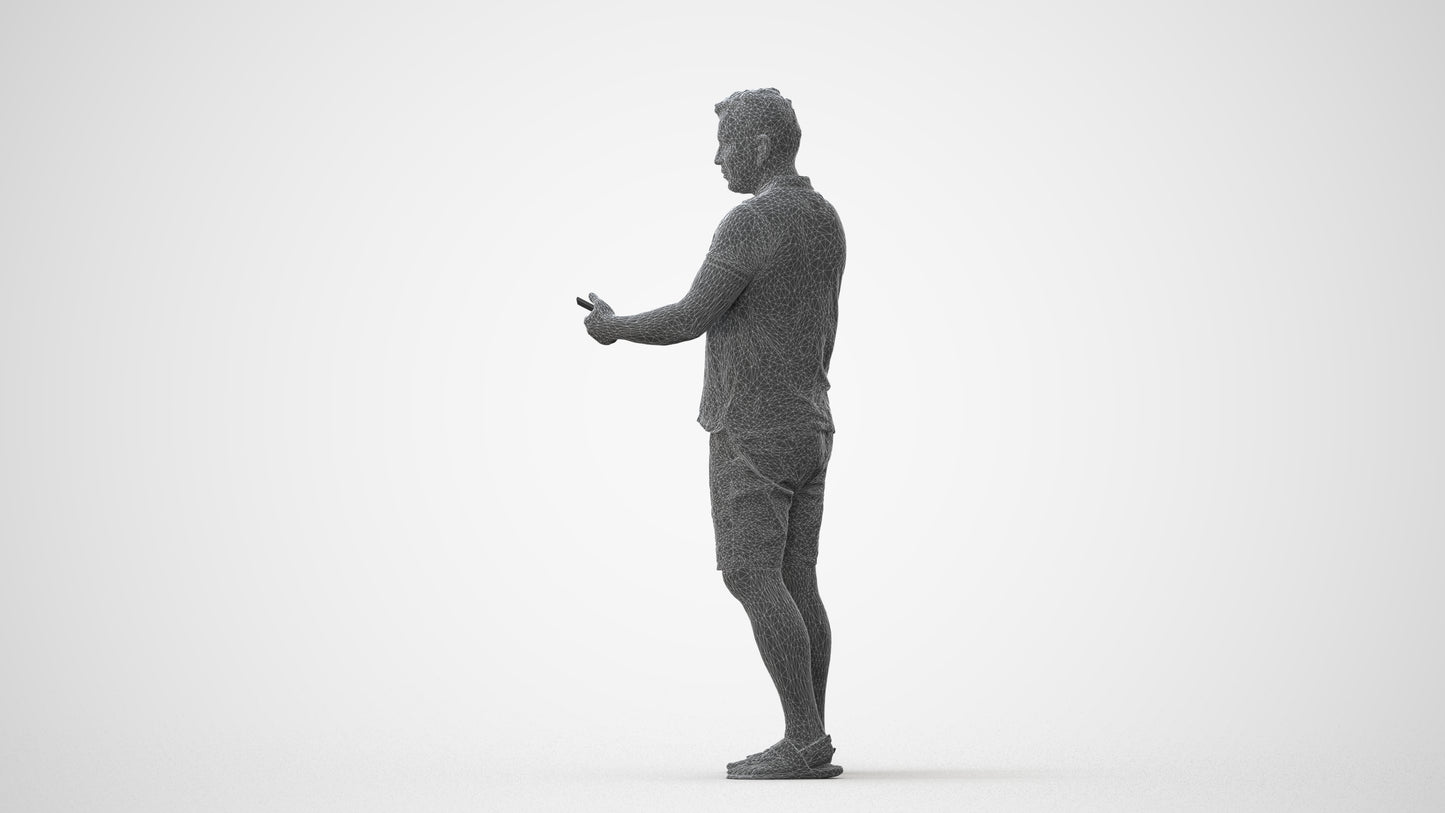 realistic 3D man casual standing, scanned archviz people for Blender and 3ds Max, square thumbnail