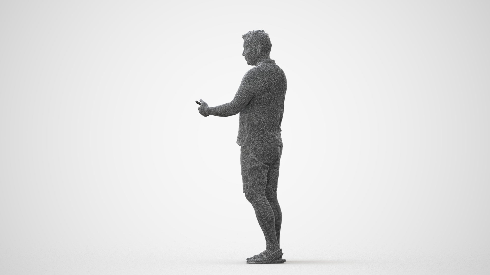 realistic 3D man casual standing, scanned archviz people for Blender and 3ds Max, square thumbnail
