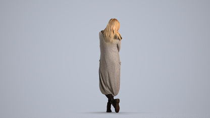 realistic 3D people woman casual standing, render-ready for V-Ray and Corona, FBX OBJ, front view render