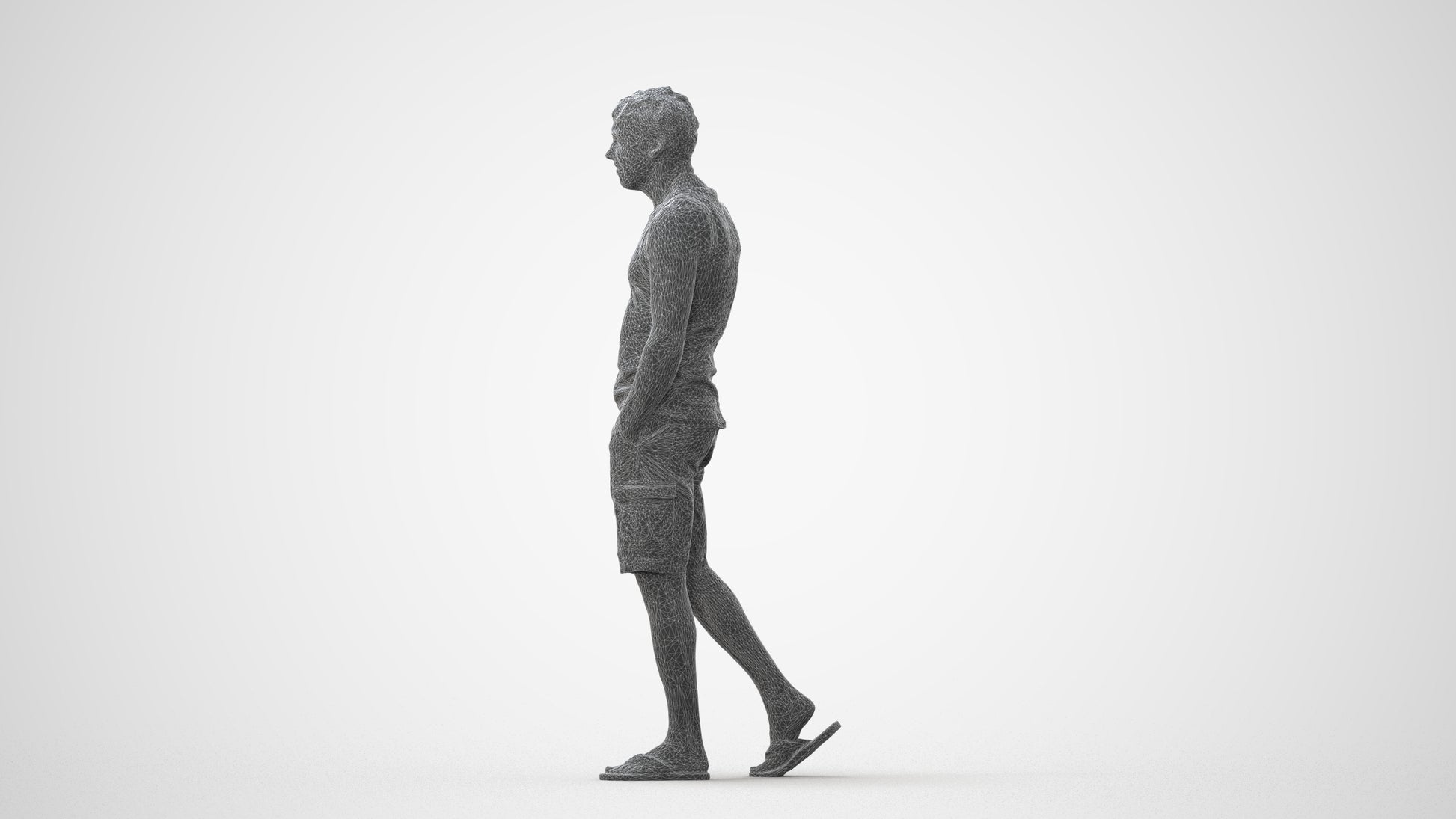3D human model man casual walking, photogrammetry scanned person for archviz, square thumbnail