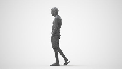 3D human model man casual walking, photogrammetry scanned person for archviz, square thumbnail