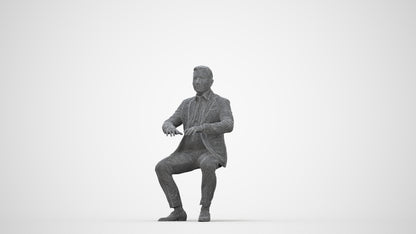 3D human model man business, photogrammetry scanned person for archviz, wireframe back view
