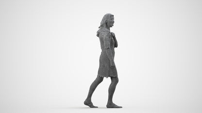 3D scanned senior woman business casual, photorealistic archviz people for Enscape and SketchUp, wireframe side view