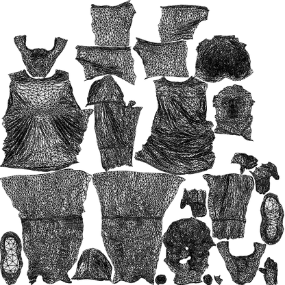 scanned 3D woman sport, photogrammetry people for Enscape and V-Ray, wireframe top-down view