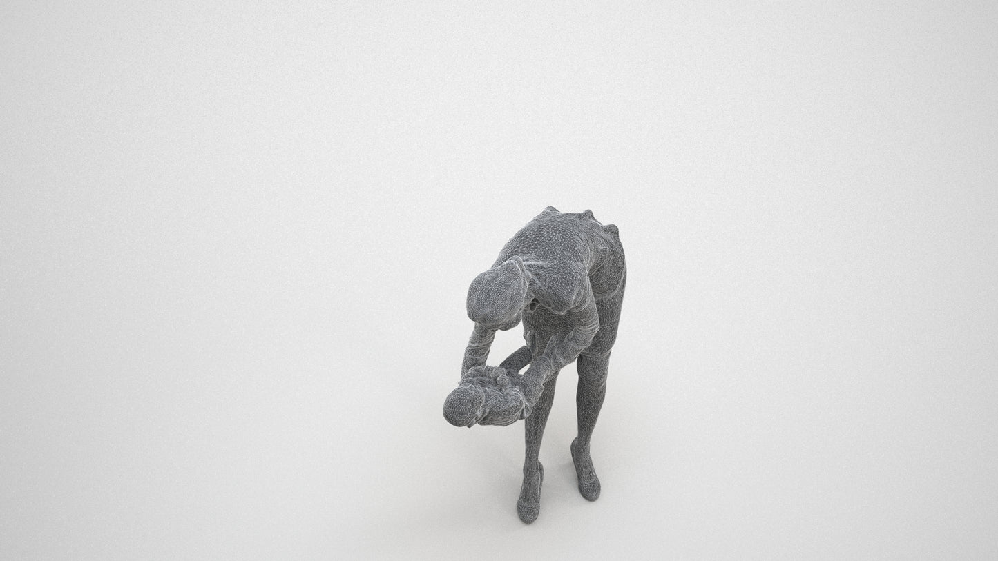 3D people model girl business kids, scanned human for 3ds Max rendering, wireframe three-quarter view