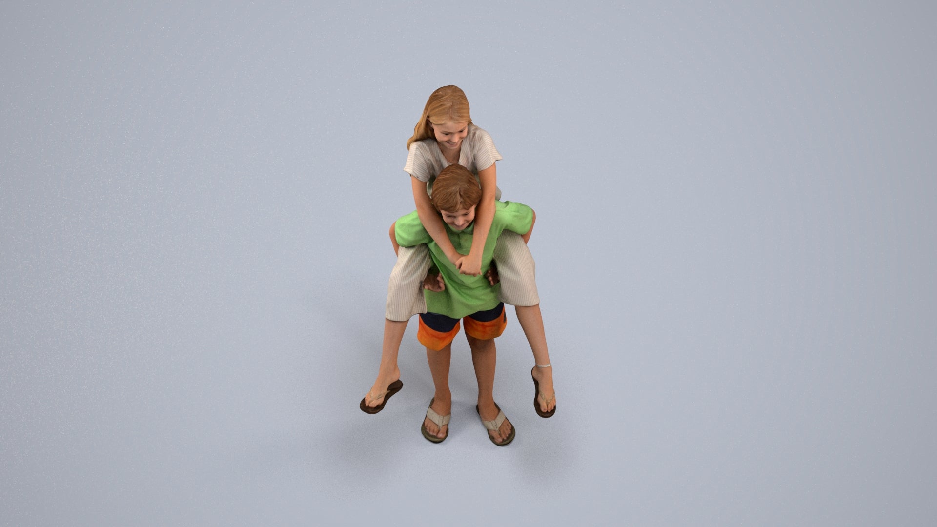 photogrammetry 3D girl kids, realistic human model archviz FBX, back view render