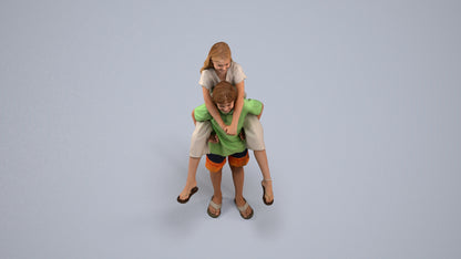 photogrammetry 3D girl kids, realistic human model archviz FBX, back view render