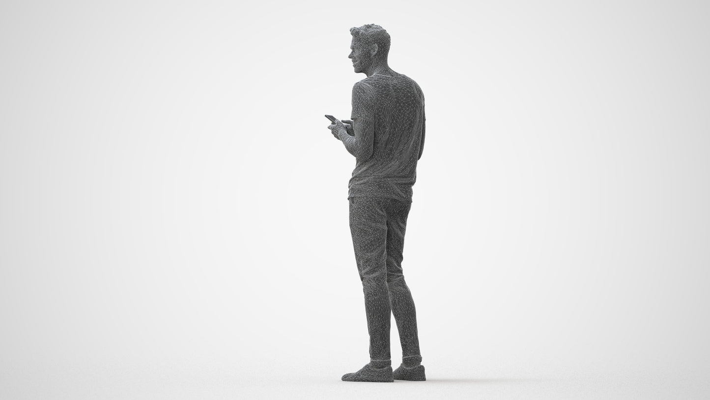 3D human model man casual standing, photogrammetry scanned person for archviz, square thumbnail