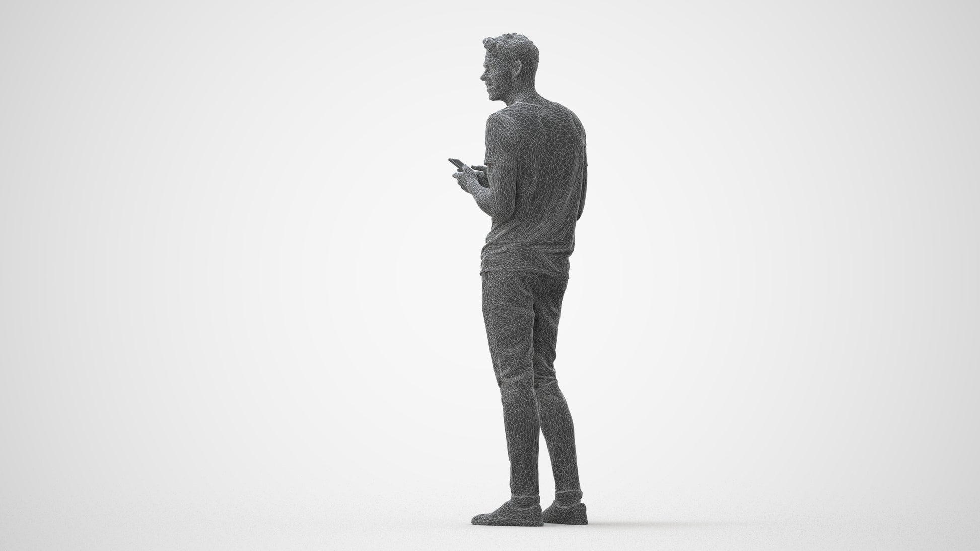 3D human model man casual standing, photogrammetry scanned person for archviz, square thumbnail