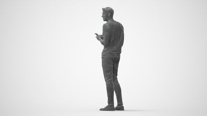 3D human model man casual standing, photogrammetry scanned person for archviz, square thumbnail