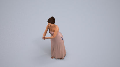 realistic 3D human woman casual standing, archviz people FBX OBJ for Blender, back view render