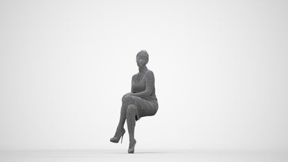 realistic 3D human woman business, archviz people FBX OBJ for Blender, wireframe back view