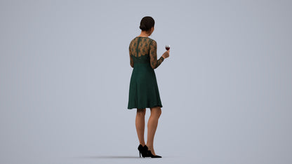 3D scanned woman business formal, photorealistic archviz people for Enscape and SketchUp, side view render