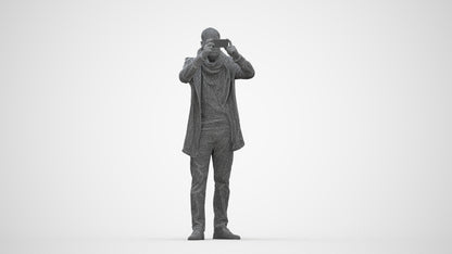 realistic 3D human man casual standing, archviz people FBX OBJ for Blender, wireframe back view