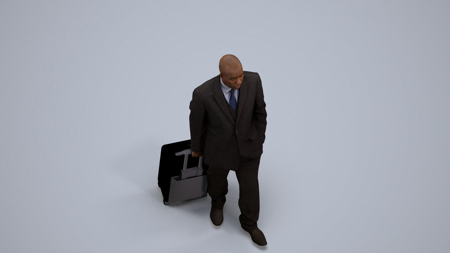 photogrammetry 3D man business, realistic human model archviz FBX, back view render