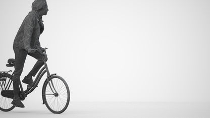 realistic 3D human man casual cycling, archviz people FBX OBJ for Blender, wireframe side view
