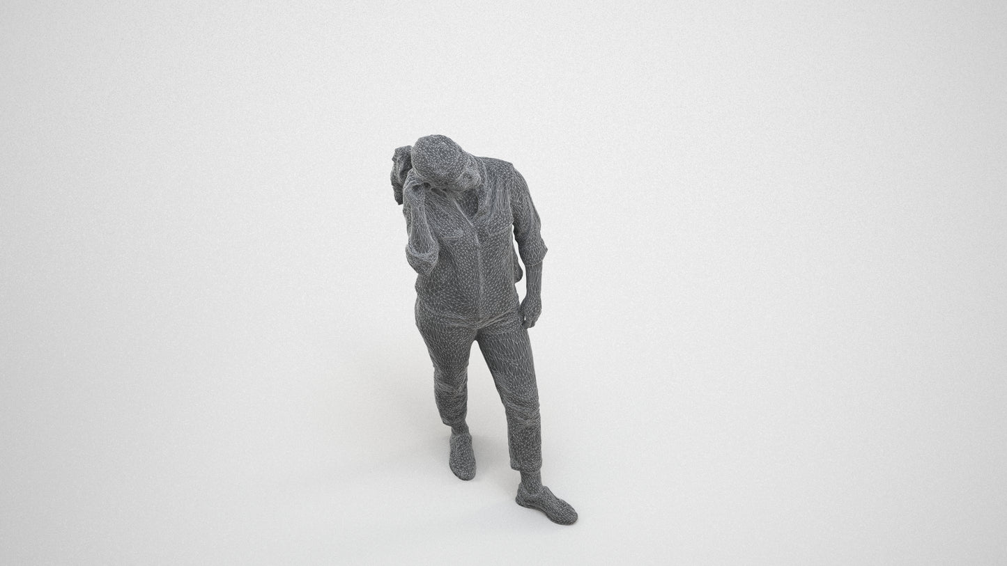 realistic 3D people woman casual standing, render-ready for V-Ray and Corona, FBX OBJ, wireframe three-quarter view