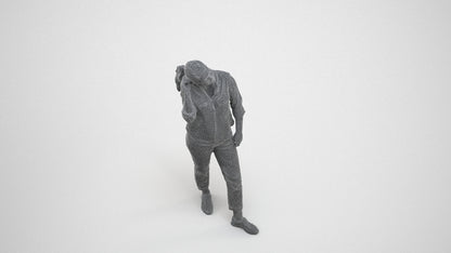realistic 3D people woman casual standing, render-ready for V-Ray and Corona, FBX OBJ, wireframe three-quarter view
