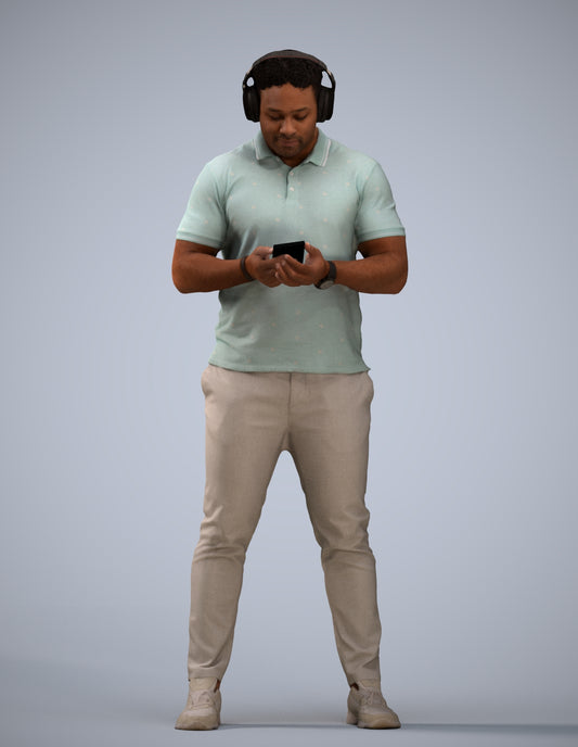 3D people model man casual standing, scanned human for 3ds Max rendering