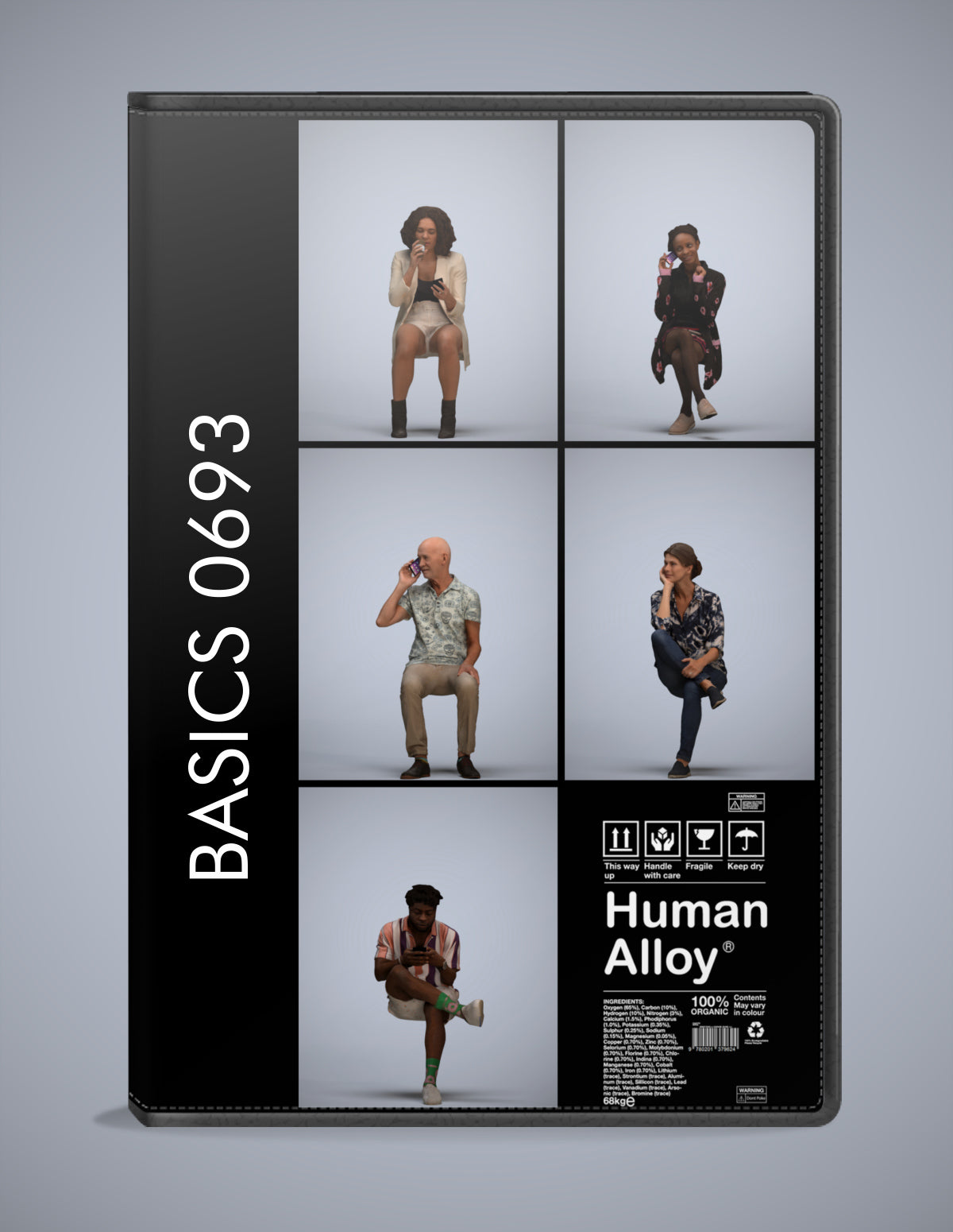 realistic 3D people sitting set, 5 render-ready models for V-Ray and Corona