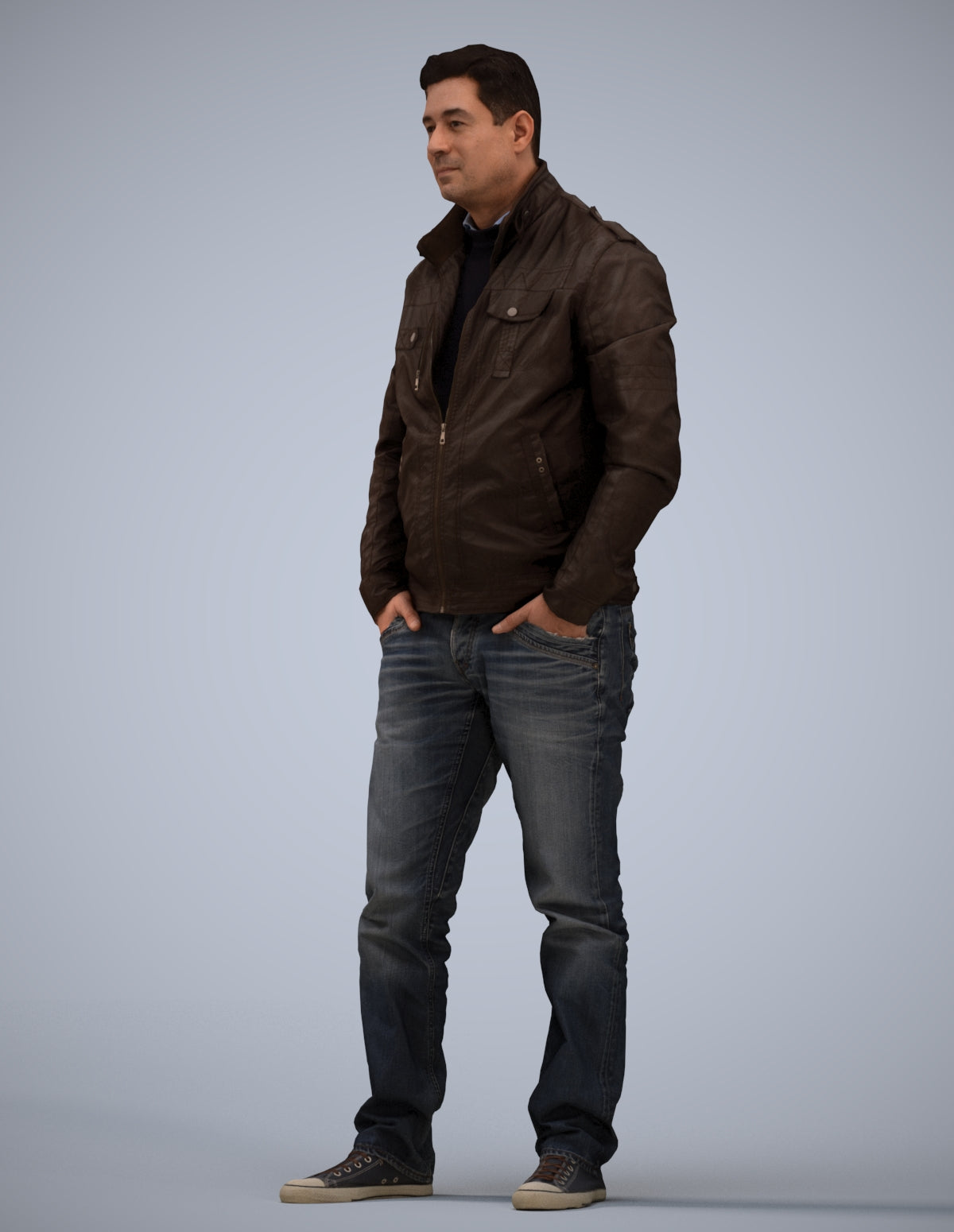 3D people model man casual standing, scanned human for 3ds Max rendering