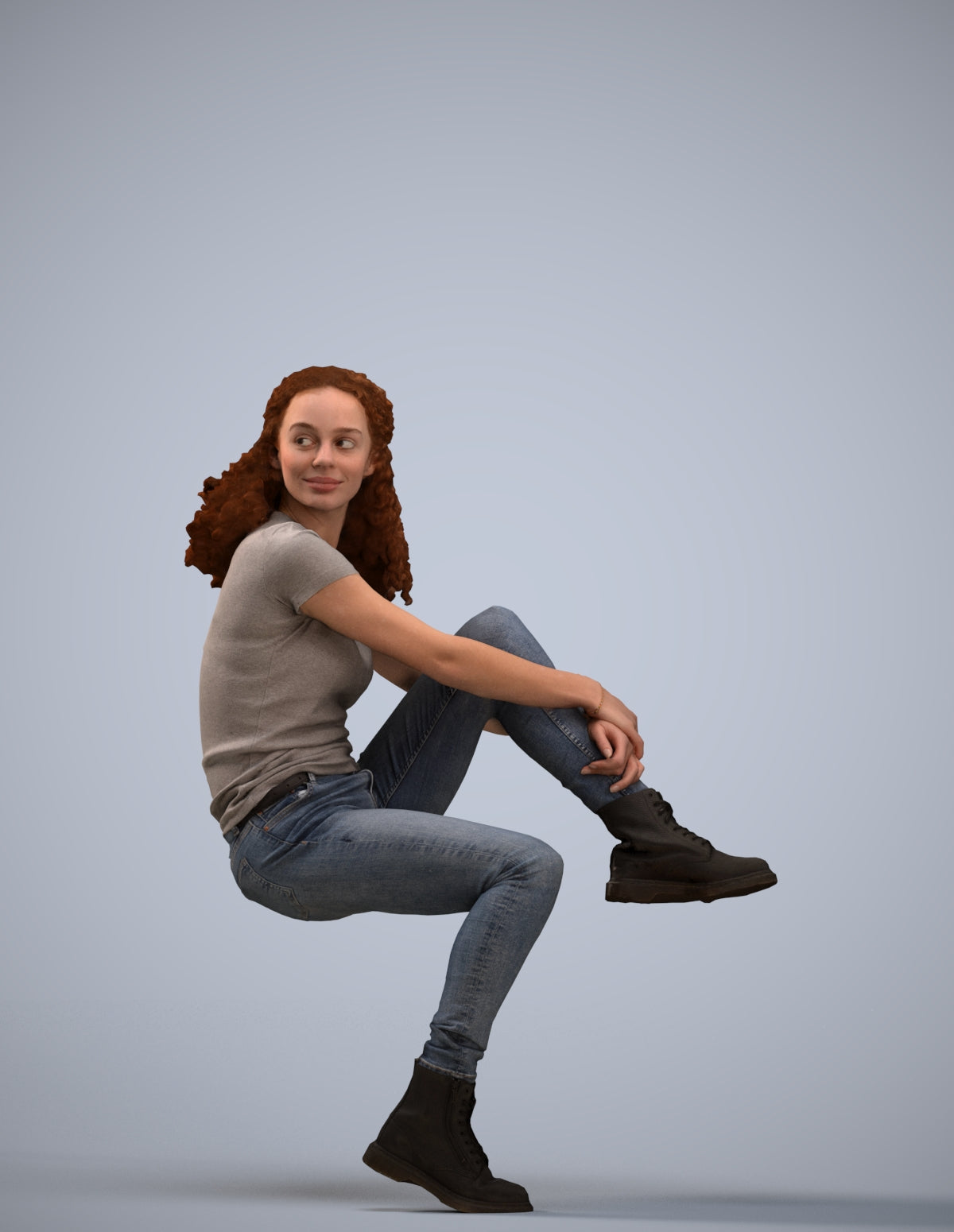 3D people model woman casual sitting, scanned human for 3ds Max rendering