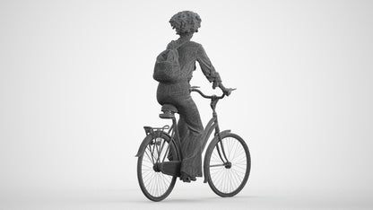 photogrammetry 3D woman casual cycling, realistic human model archviz FBX, wireframe front view