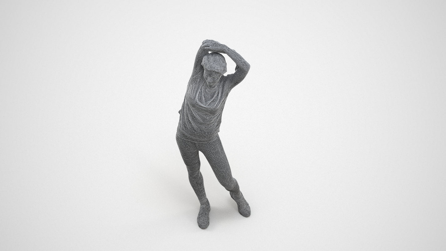 realistic 3D people woman sport, render-ready for V-Ray and Corona, FBX OBJ, wireframe three-quarter view