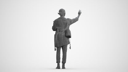 3D people model woman casual standing, scanned human for 3ds Max rendering, wireframe front view