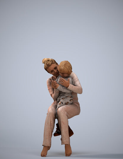 realistic 3D human girl kids, archviz people FBX OBJ for Blender