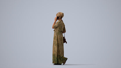 3D scanned woman standing casual, photorealistic archviz people for Enscape and SketchUp, three-quarter view render