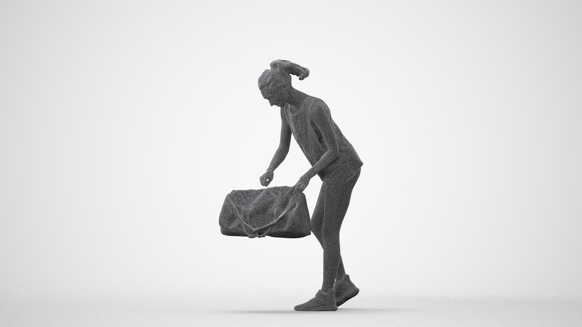 3D human model woman sport, photogrammetry scanned person for archviz, square thumbnail